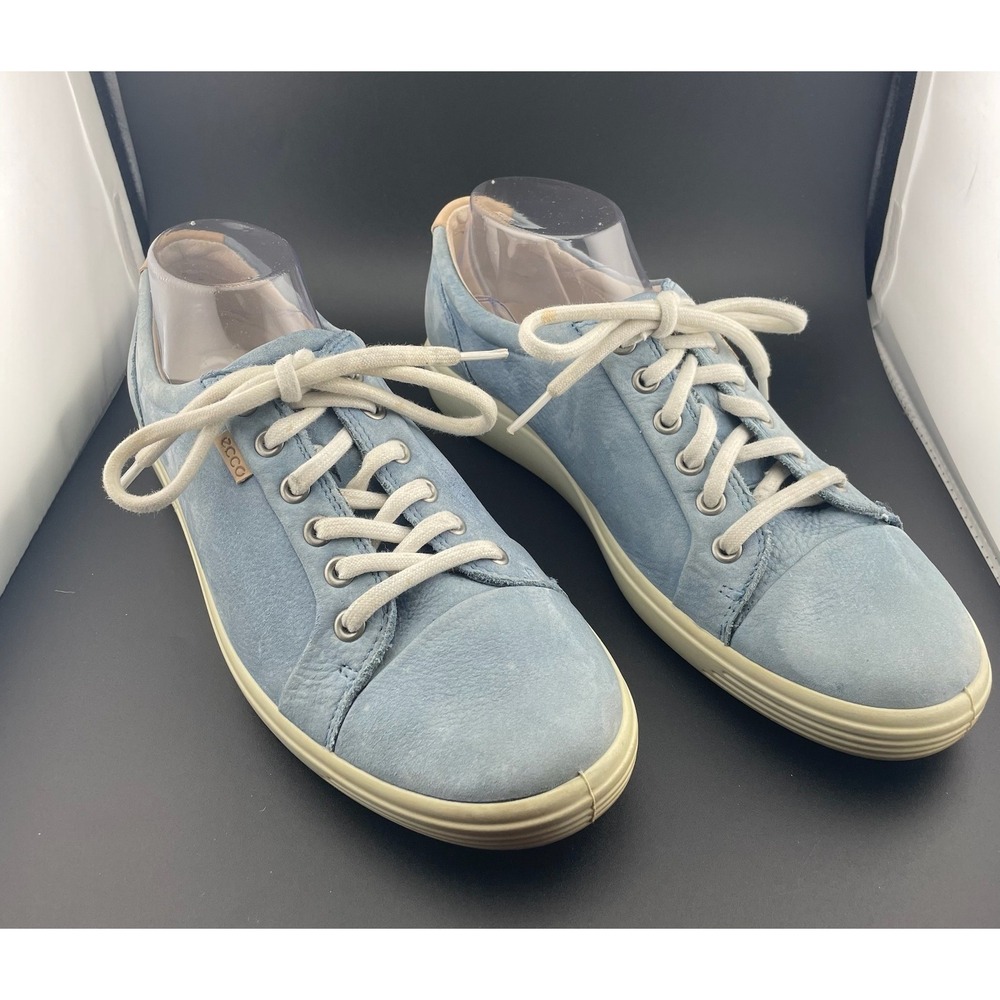 Ecco Soft 7 Women's Pastel‎ Blue Nubuck sneakers size 41 Extra Wide Unisex sz 10